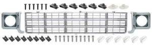 Grill & Headlight Bezel Set w/Hardware, Argent Silver (Emblem Delete), 77-79 Blazer